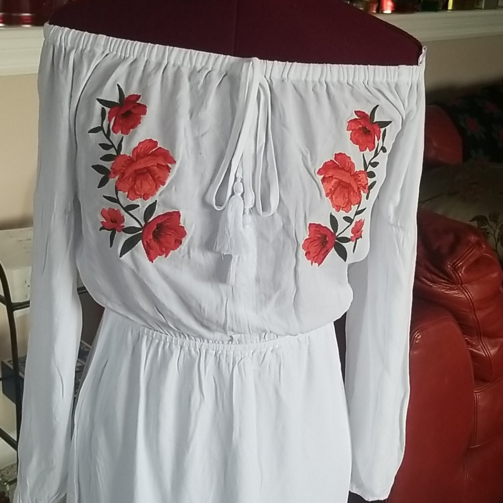 White dress with embroidery